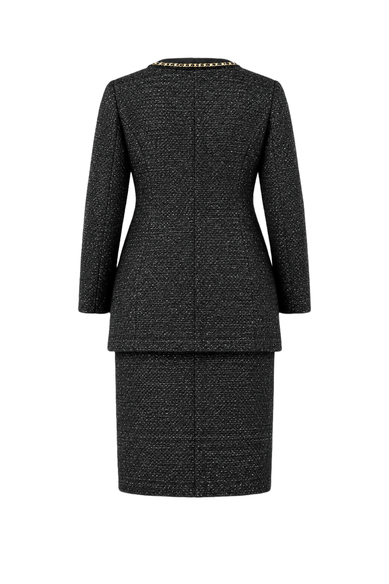 1980s Black Tweed Two-Piece Set - Back View