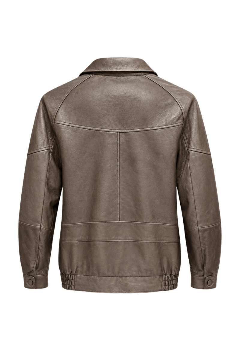 1980s Brown Leather Leather Jacket - Back View