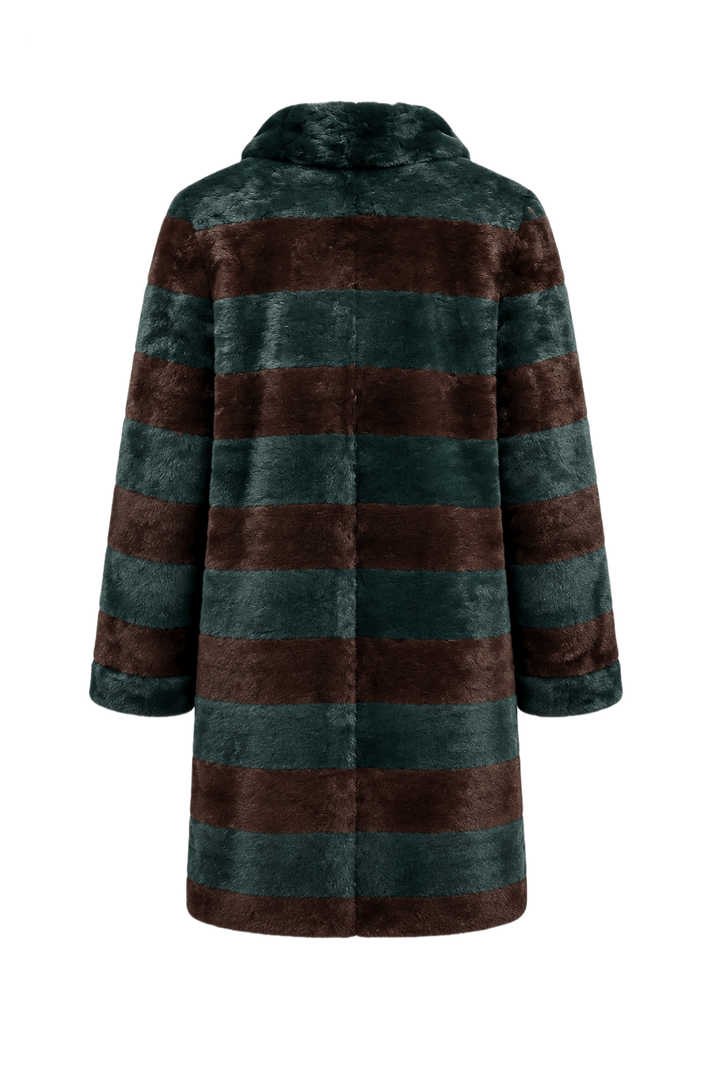 1990s Dark Green Brown Soft Fur Fur Coat - Back View