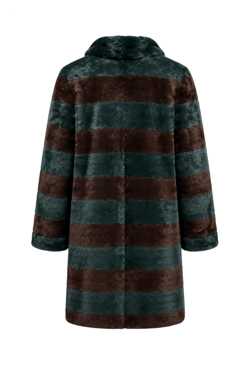 1990s Dark Green Brown Soft Fur Fur Coat - Back View