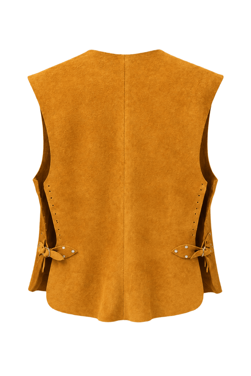 1970s Tan Suede Vest - Back View