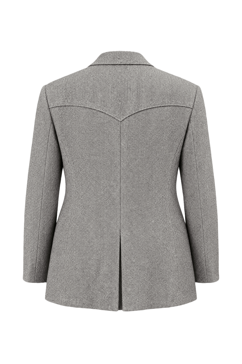 1970s Light Grey Wool Blend Blazer - Back View