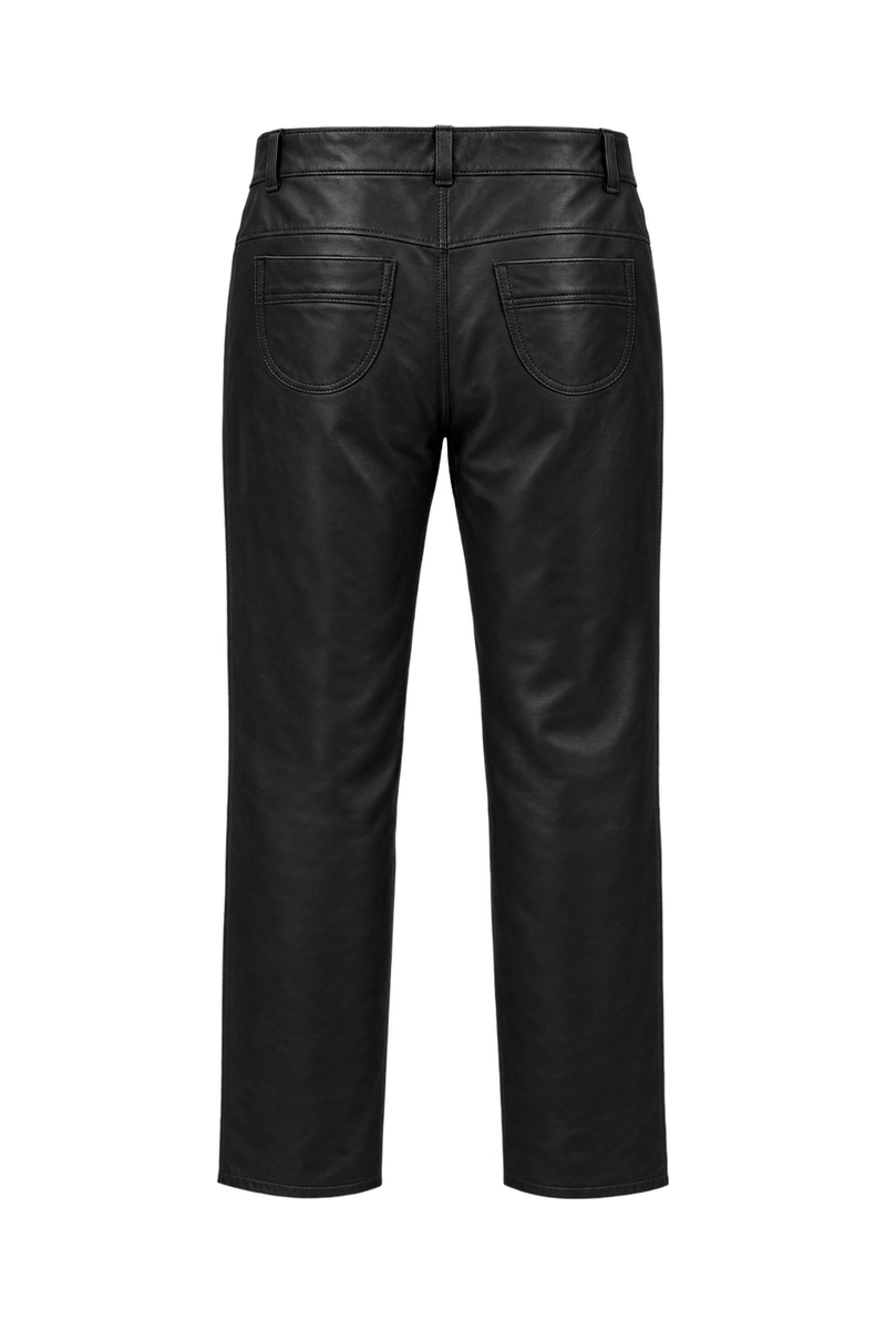 1990s Black Leather Pants - Back View