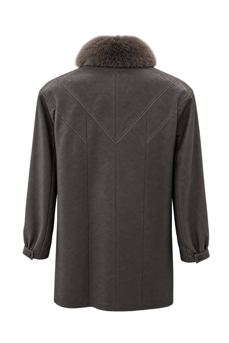 1980s Dark Brown Leather Coat - Back View