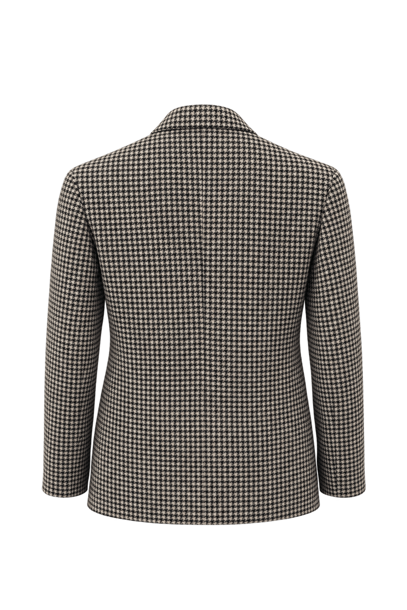 1980s Black White Wool Blend Blazer - Back View