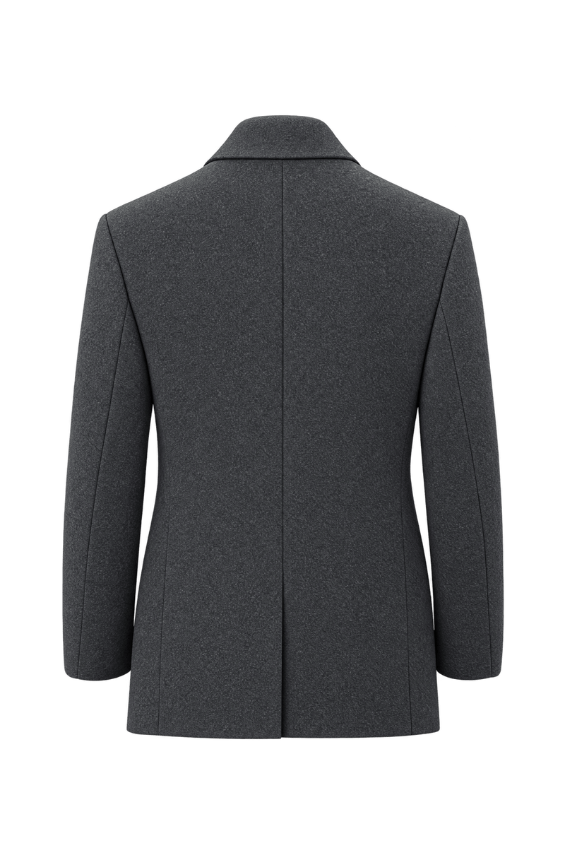 1990s Charcoal Grey Wool Blazer - Back View