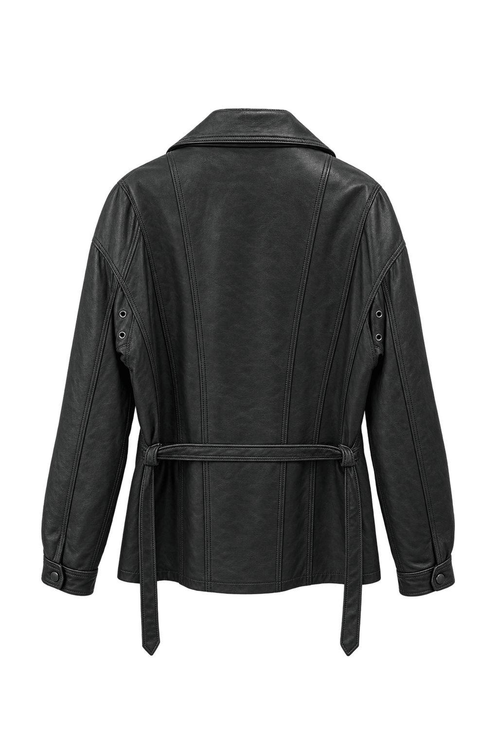 1990s Black Leather Oversized Jacket - Back View