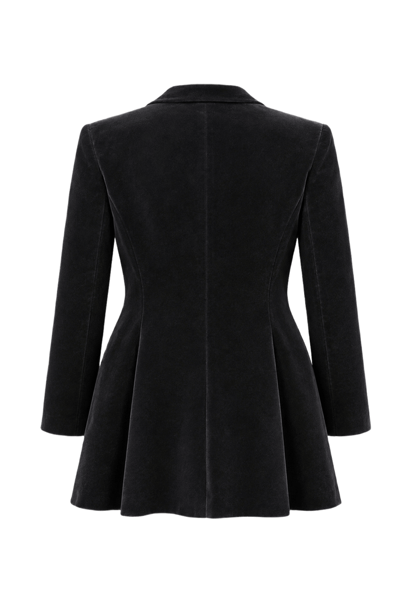 1980s Black Velvet Blazer - Back View