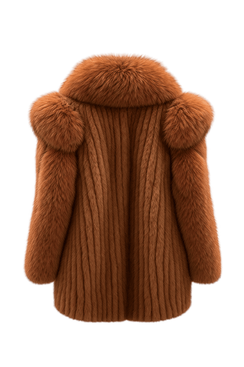 1980s Rust Orange Fur Coat - Back View