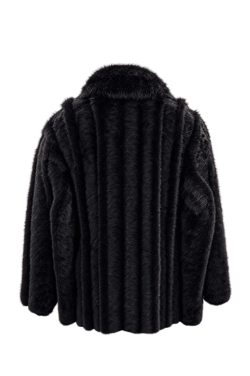 1980s Black Fur Coat - Back View