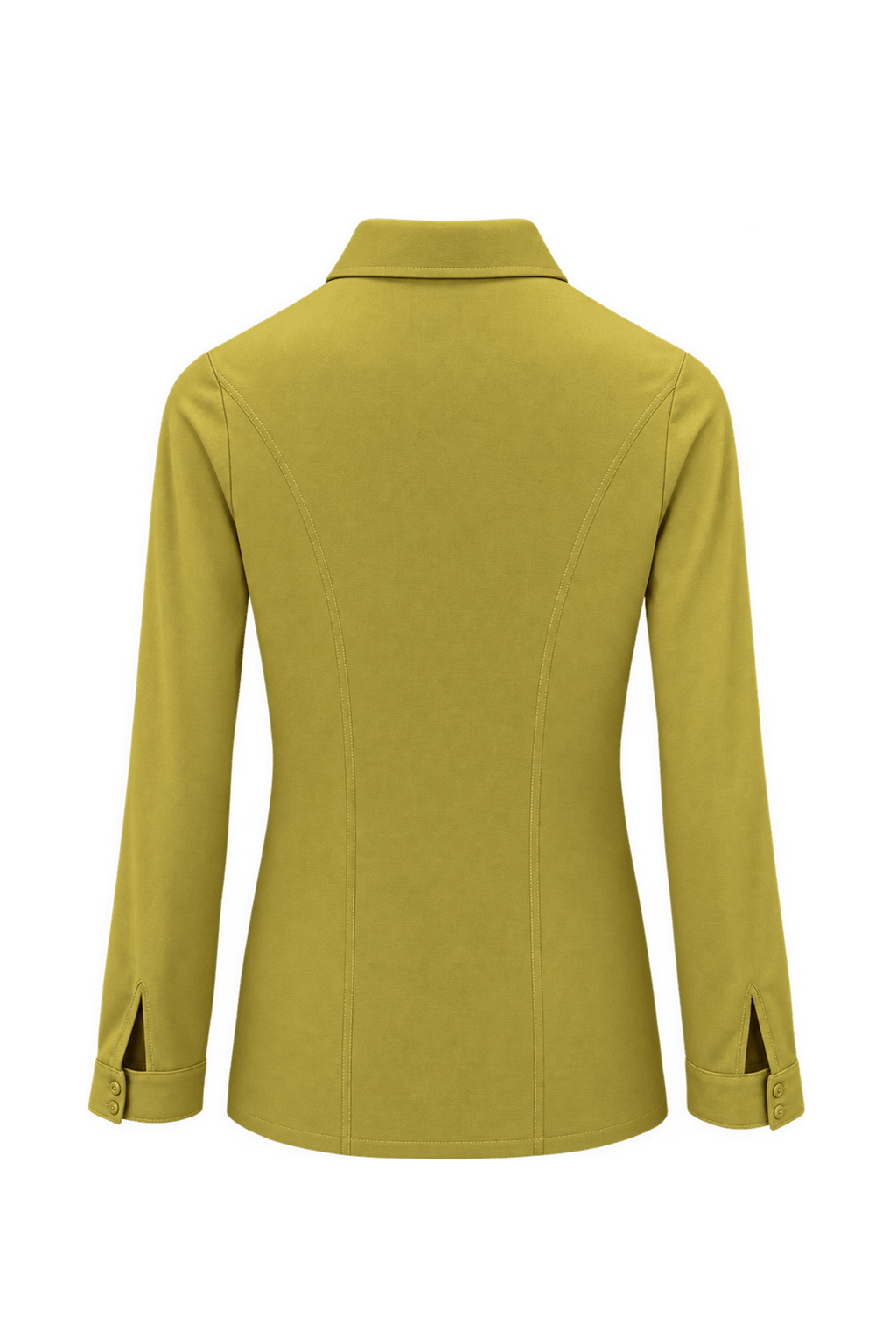 1970s Mustard Yellow Polyester Polo - Back View