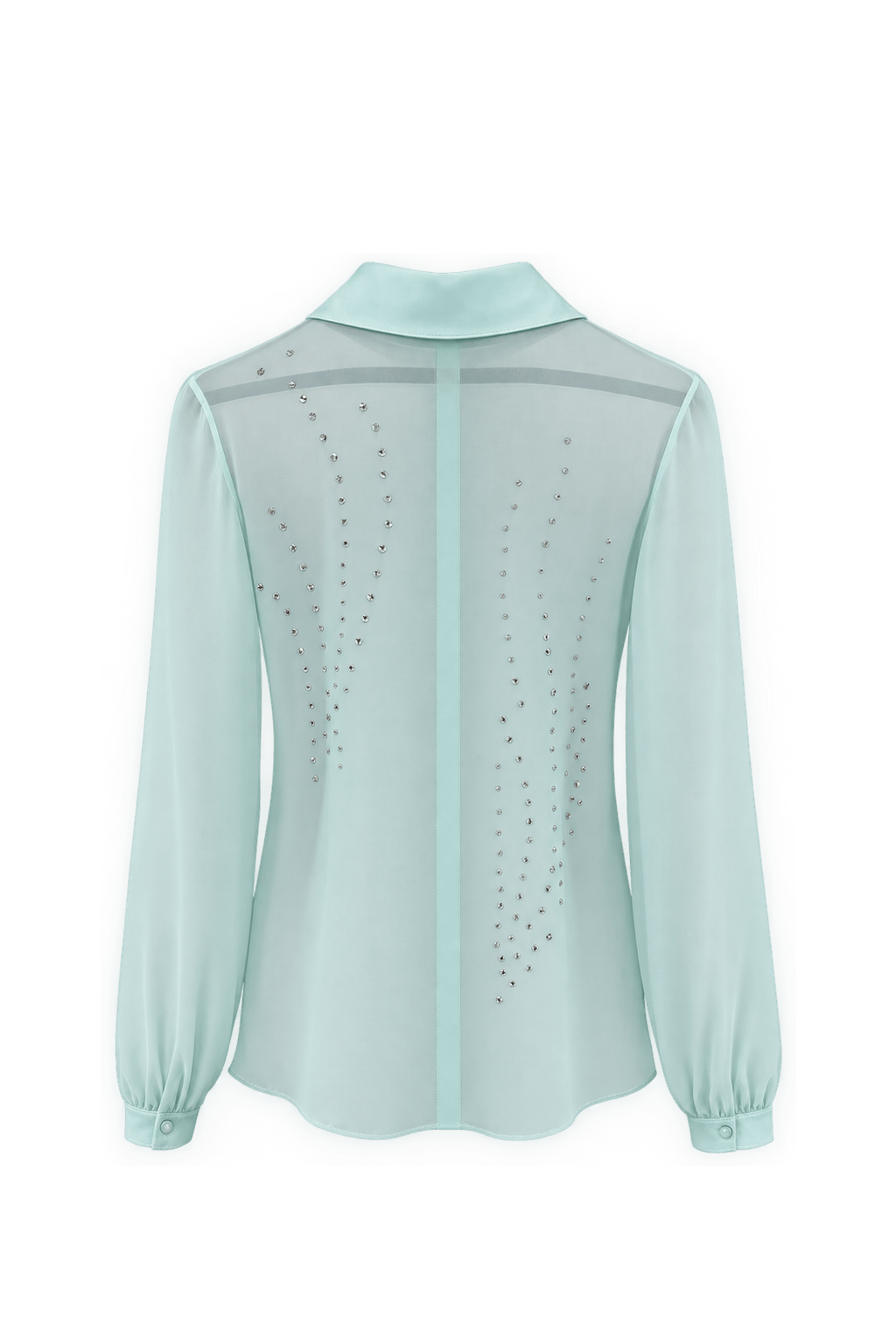 1960s Mint Green Silk Blouse - Back View