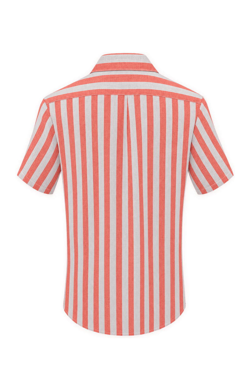 1980s Red White Cotton Shirt - Back View