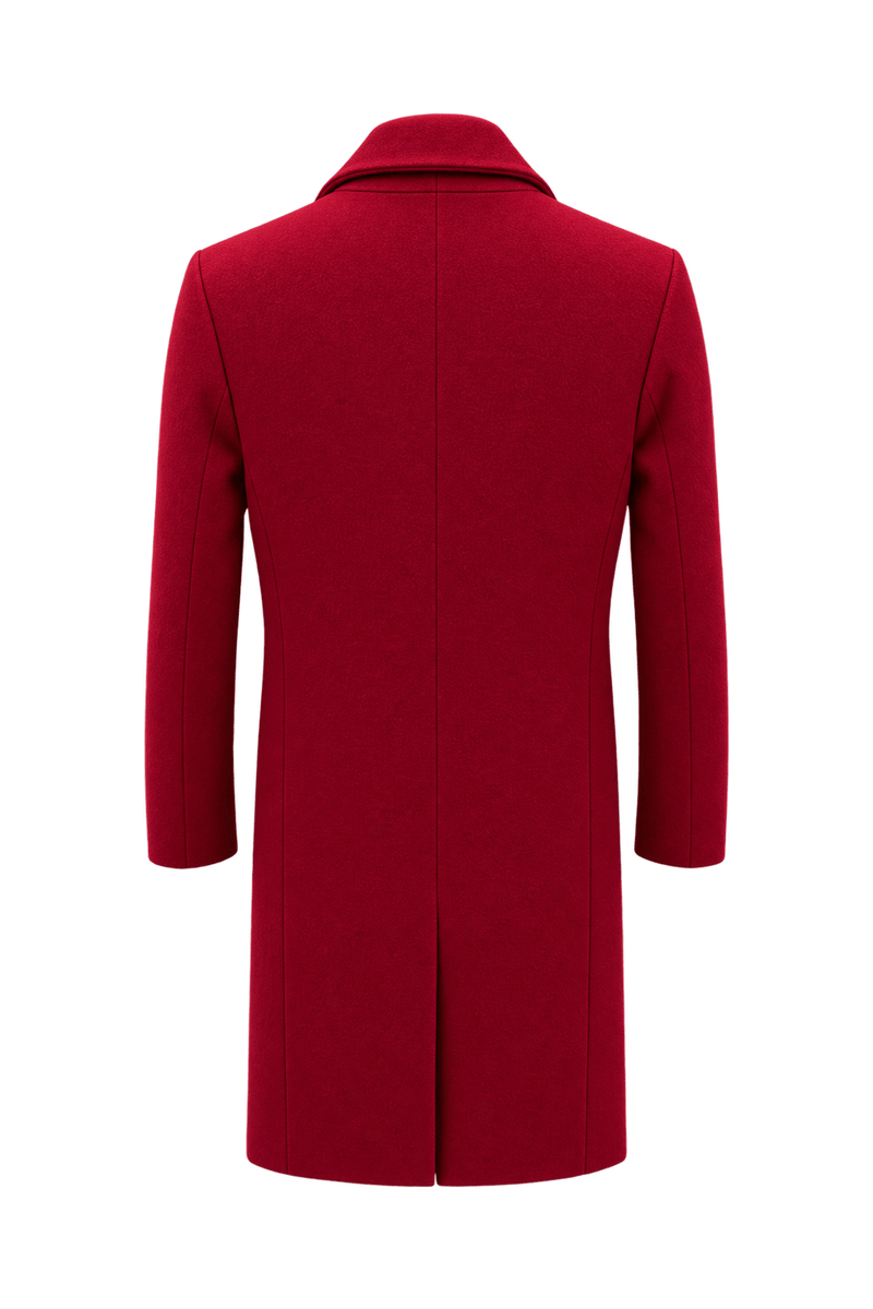 1980s Bright Red Wool Coat - Back View