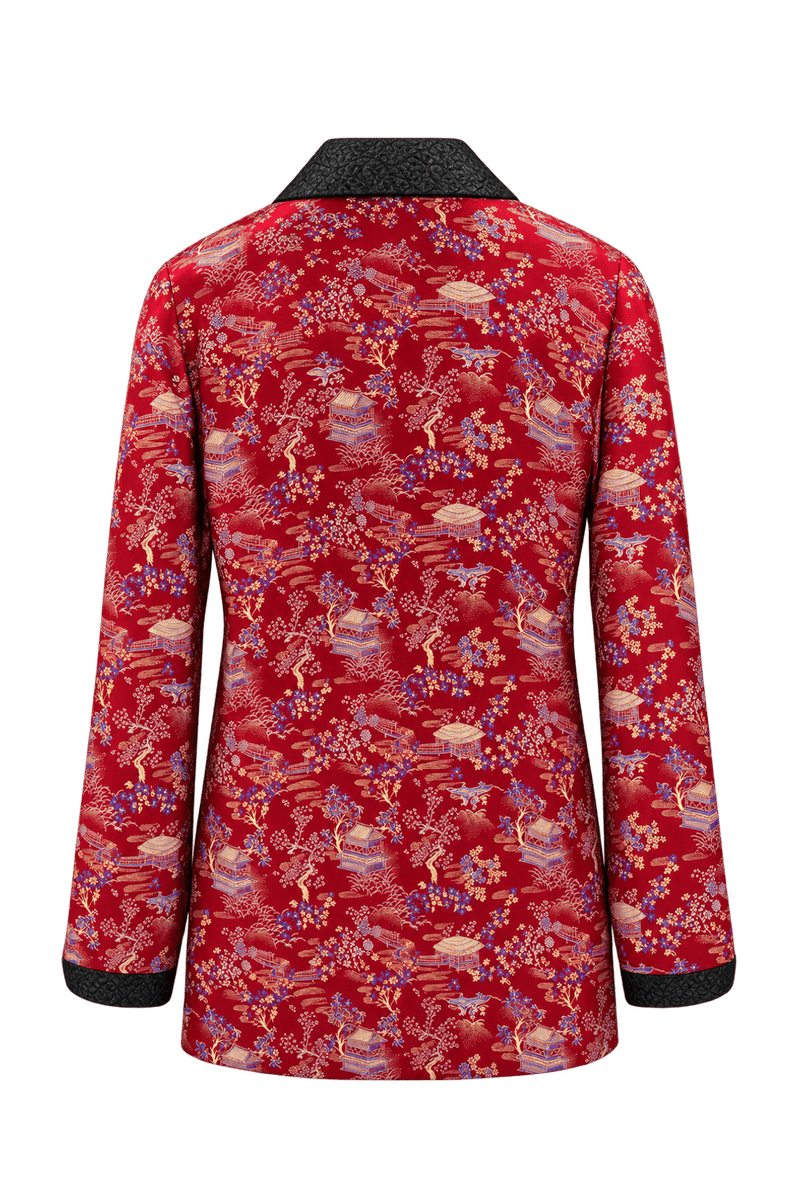 1980s Red Silk Jacket - Back View