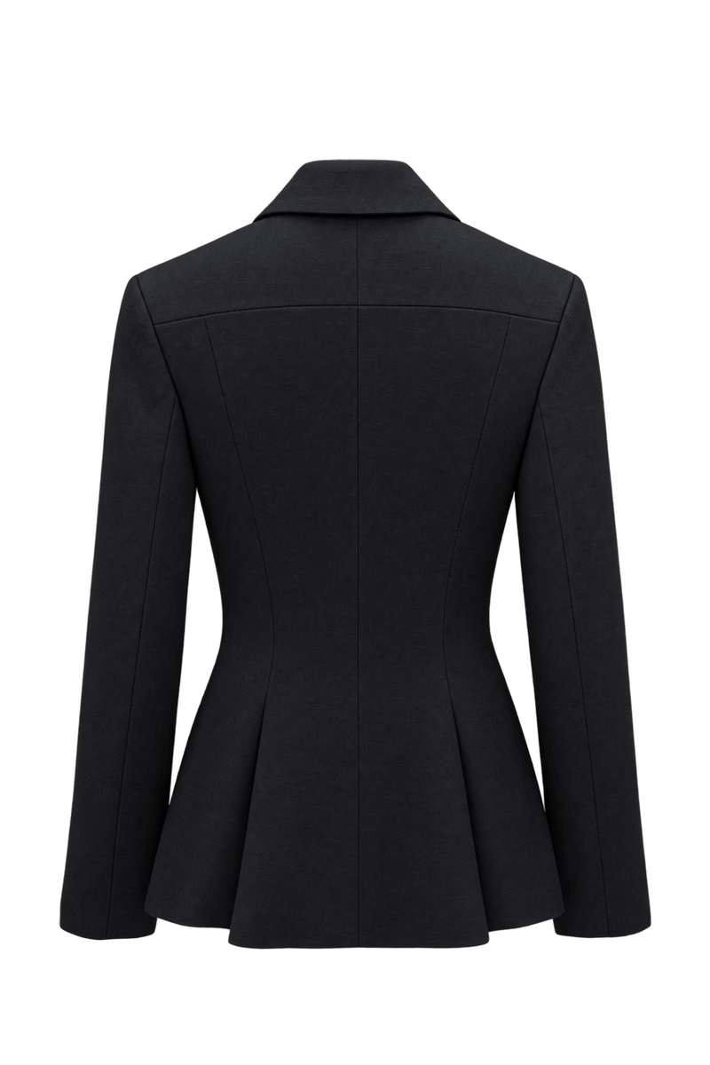 1980s Black Wool Blazer - Back View