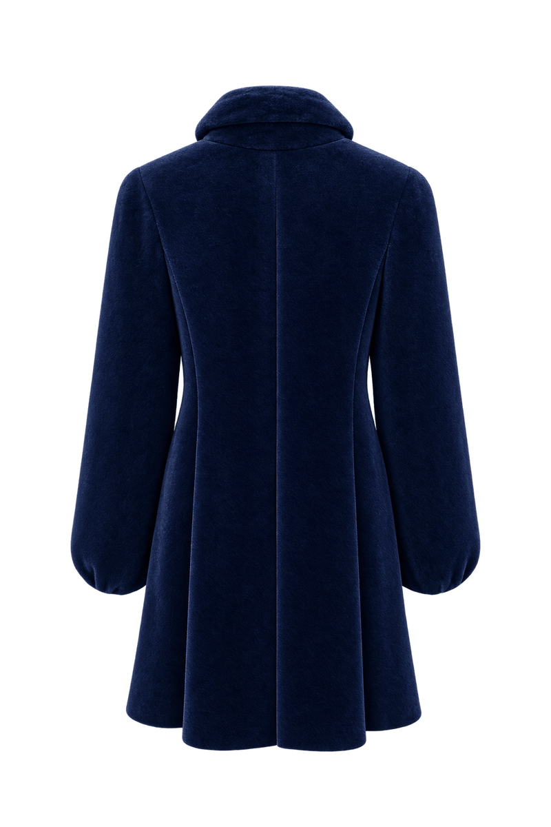 1990s Deep Blue Velvet Coat - Back View