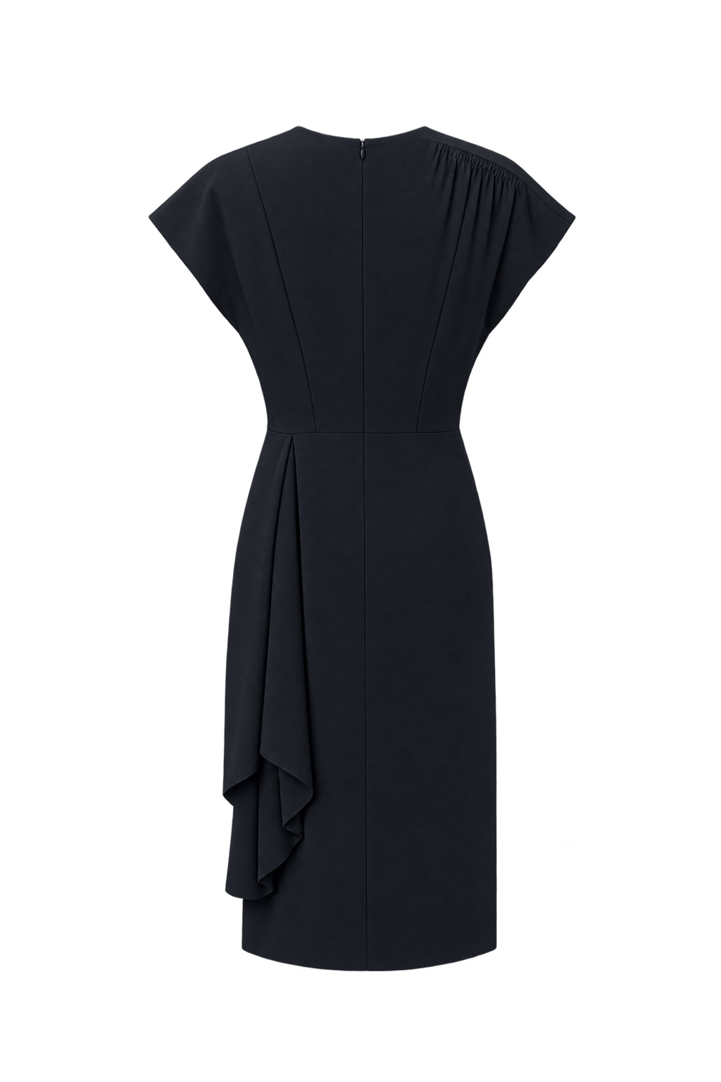 1980s Black Silk Dress - Back View