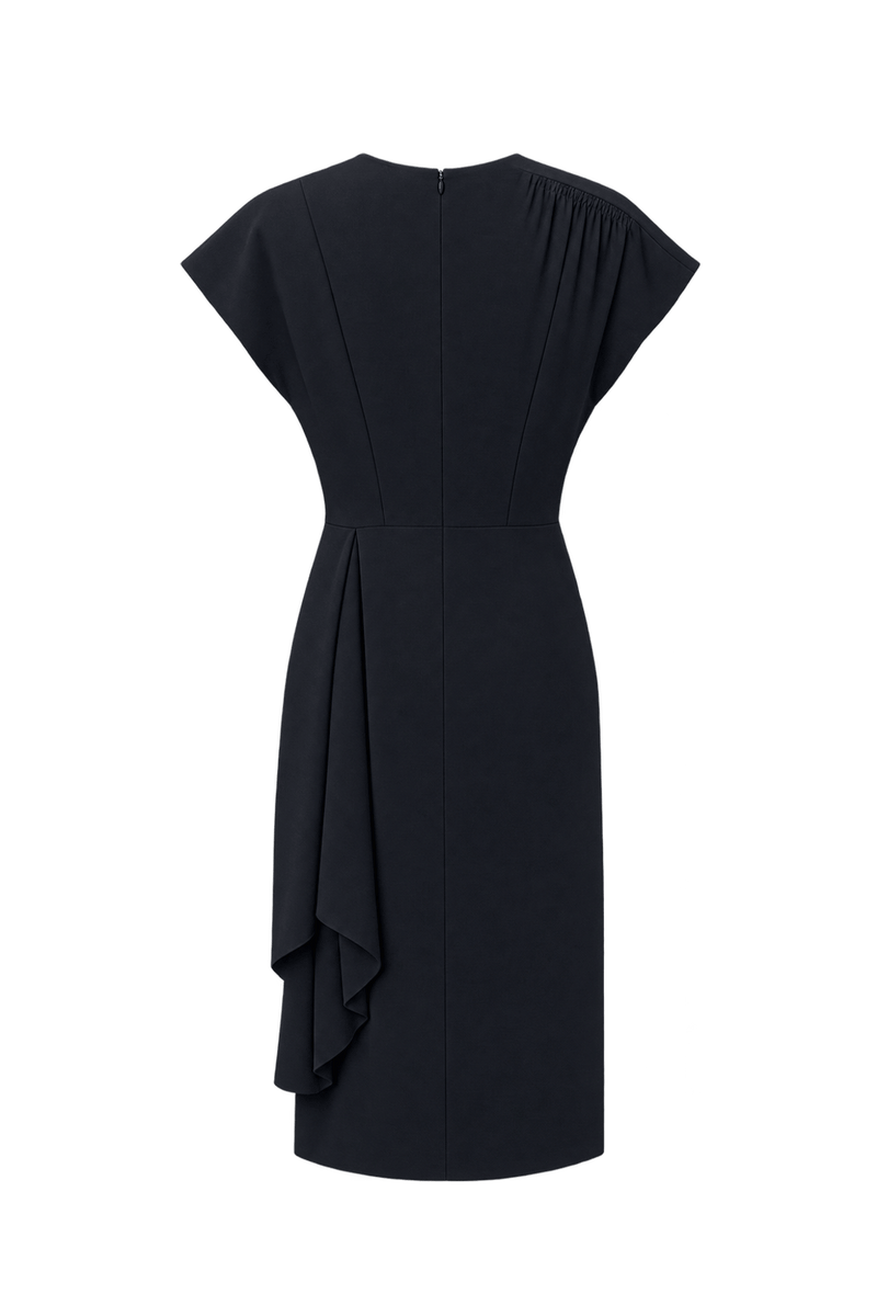 1980s Black Silk Dress - Back View