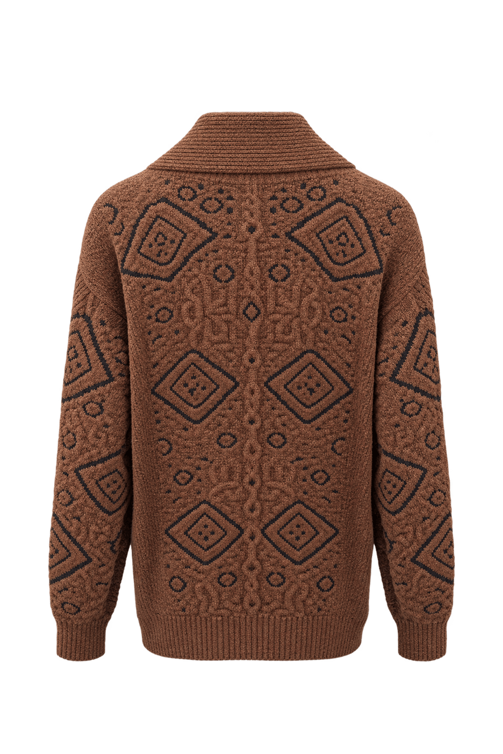 1990s Brown Wool Cardigan - Back View