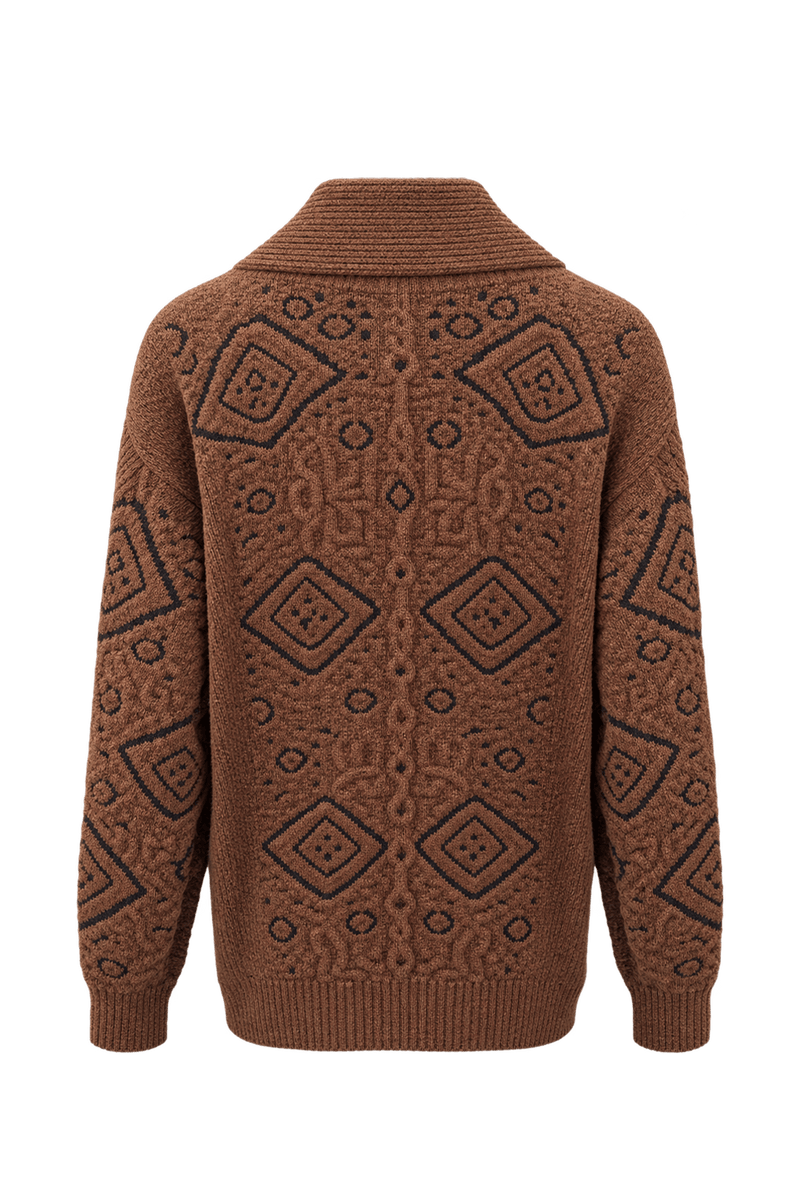 1990s Brown Wool Cardigan - Back View
