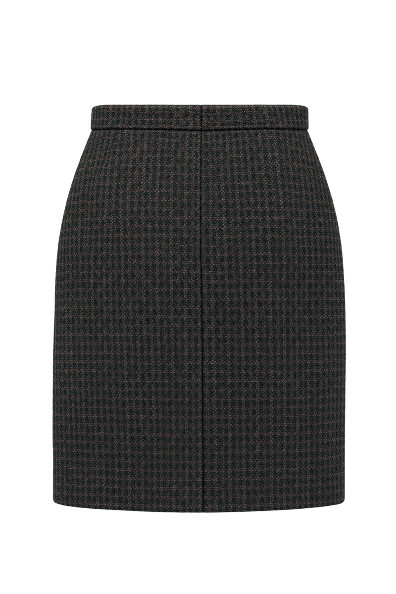 1960s Dark Green Wool Skirt - Back View