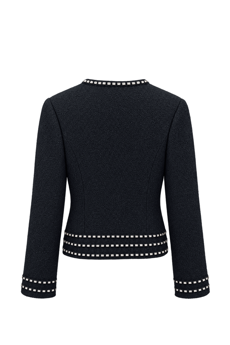 1980s Black Textured Jacket - Back View