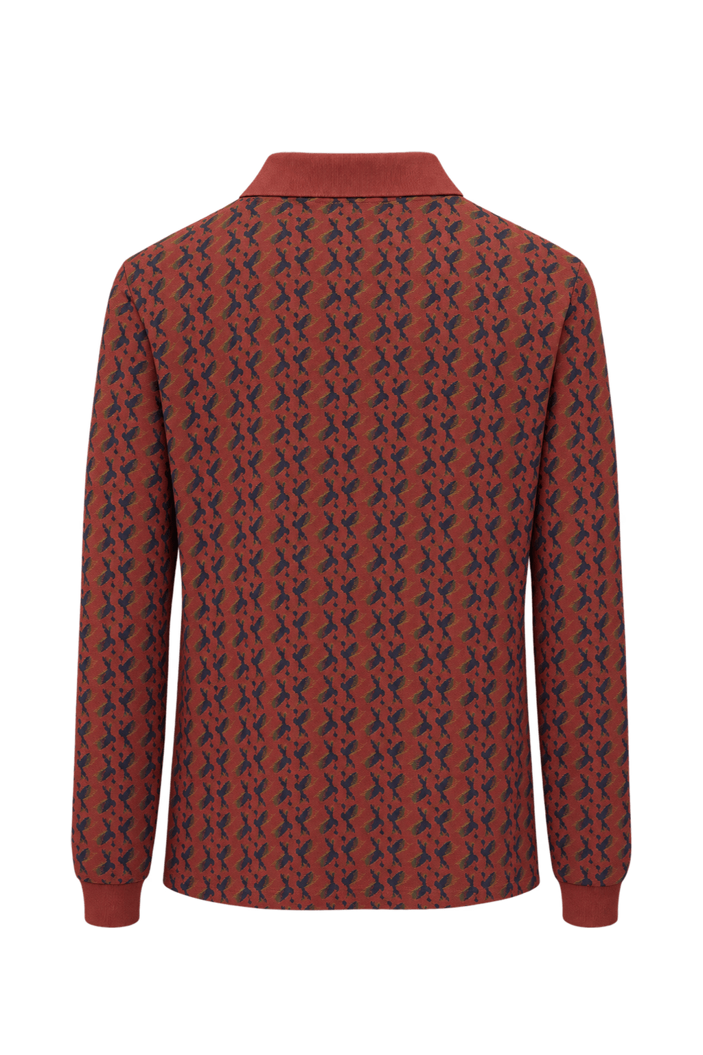 1980s Rust Red Synthetic Blend Polo - Back View