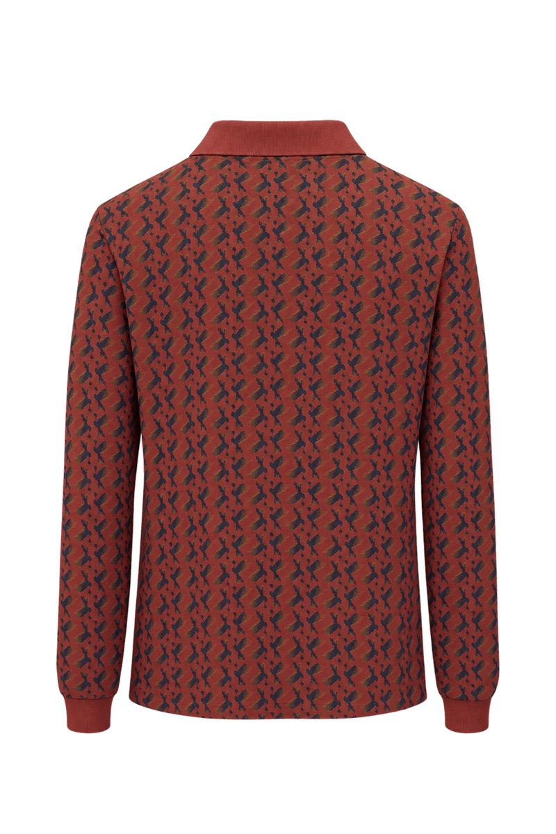 1980s Rust Red Synthetic Blend Polo - Back View