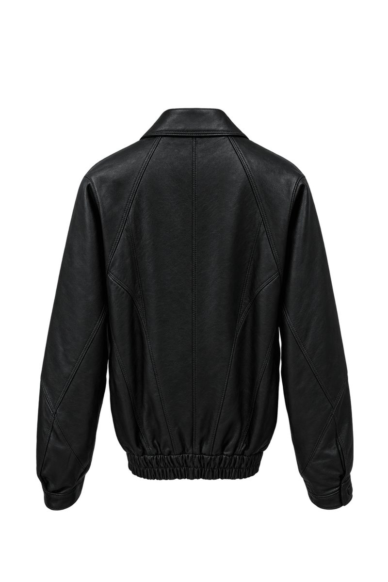 1980s Black Leather Leather Jacket - Back View