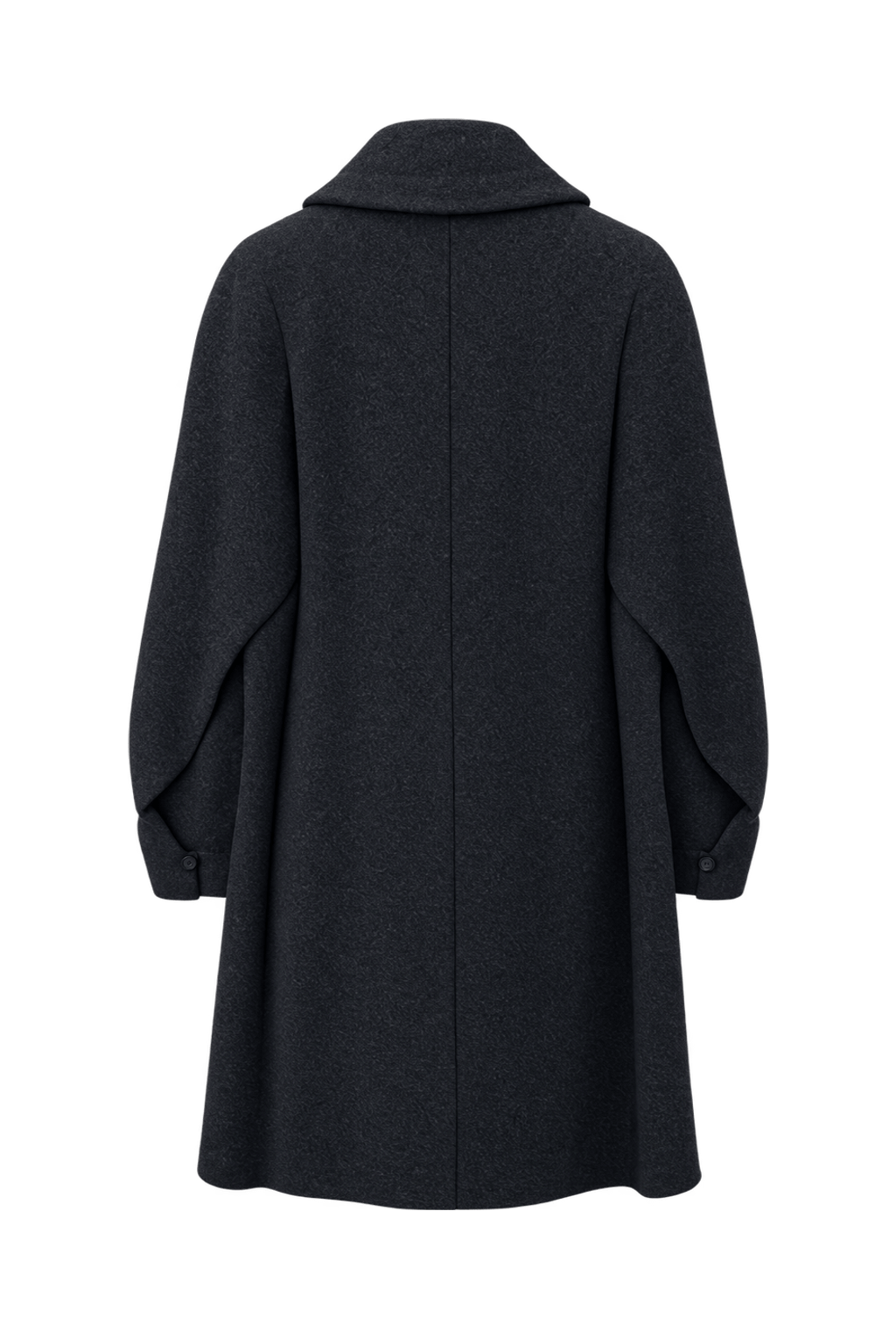 1990s Dark Gray Wool Blend Coat - Back View
