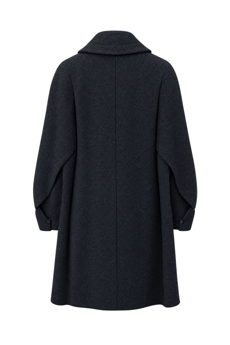 1990s Dark Gray Wool Blend Coat - Back View