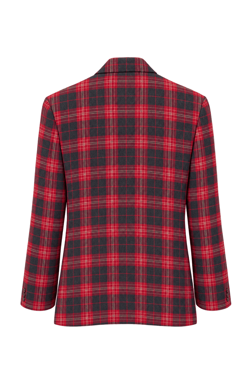 1990s Red Wool Blend Blazer - Back View