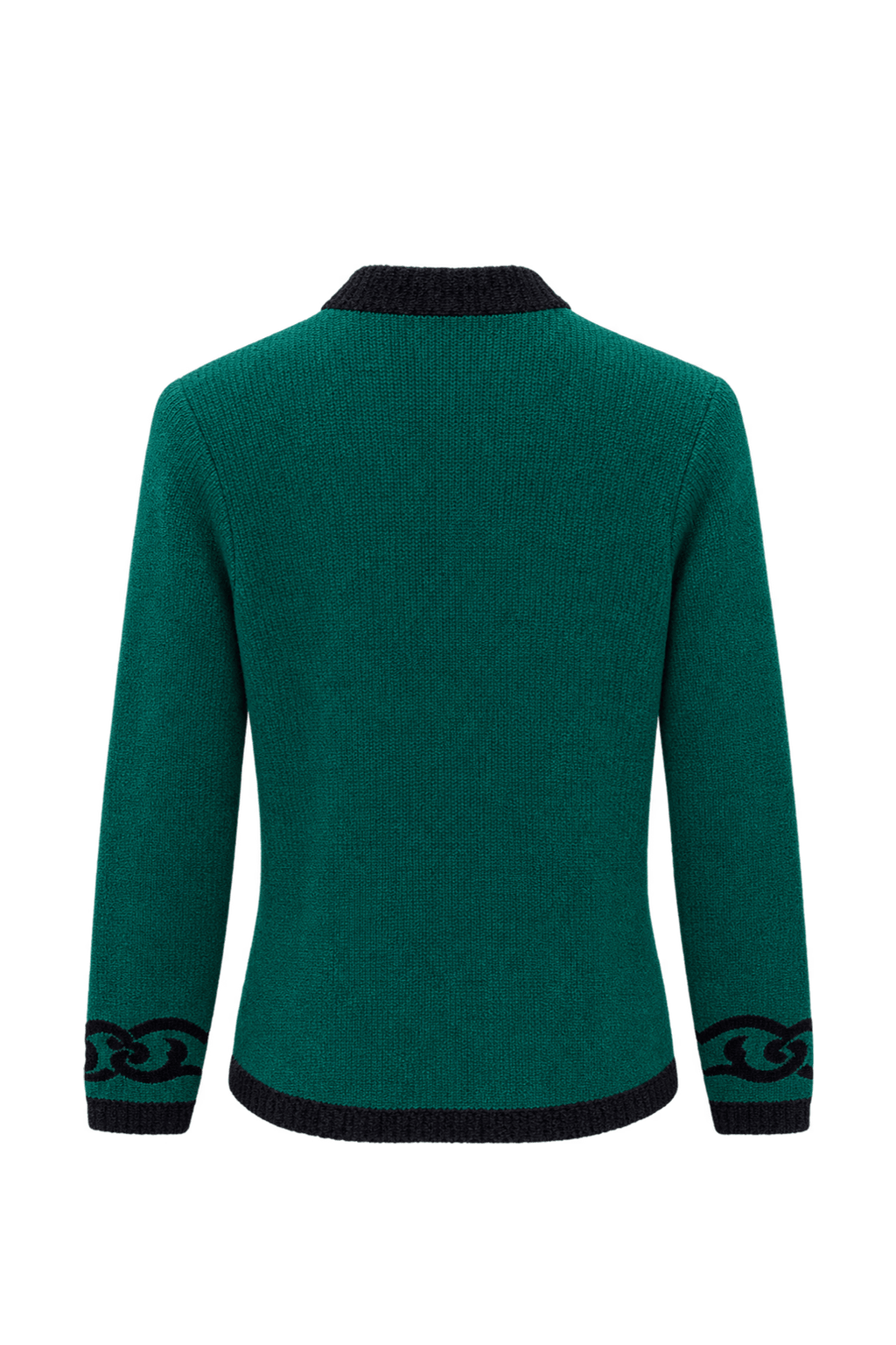 1980s Emerald Green Wool Cardigan - Back View