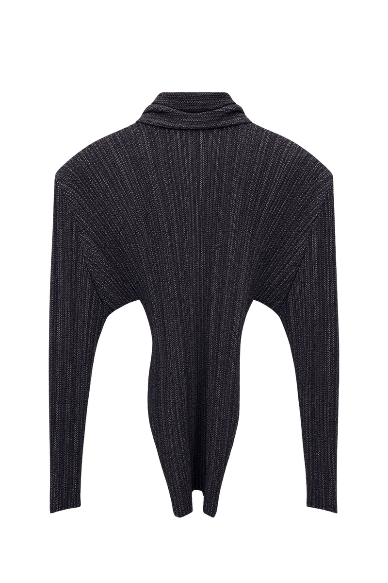 1990s Dark Metallic Wool Blend Cardigan - Back View