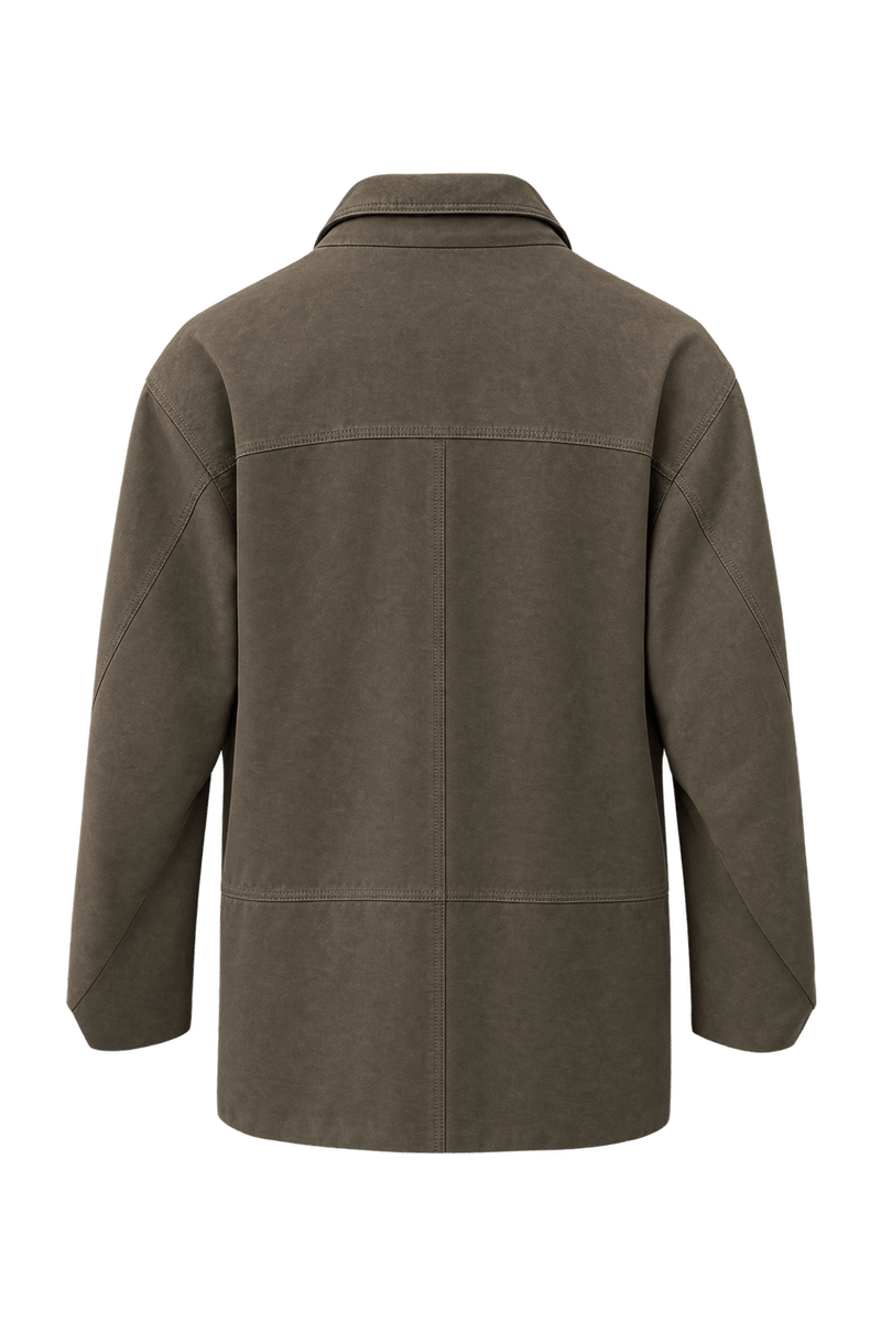 1990s Olive Green Synthetic Blend Jacket - Back View