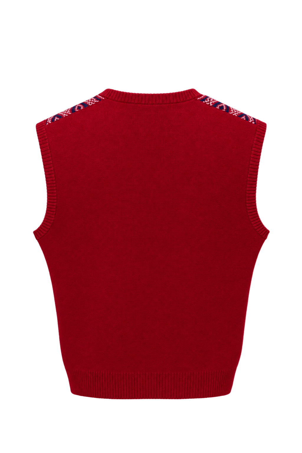 1970s Red Wool Blend Vest - Back View