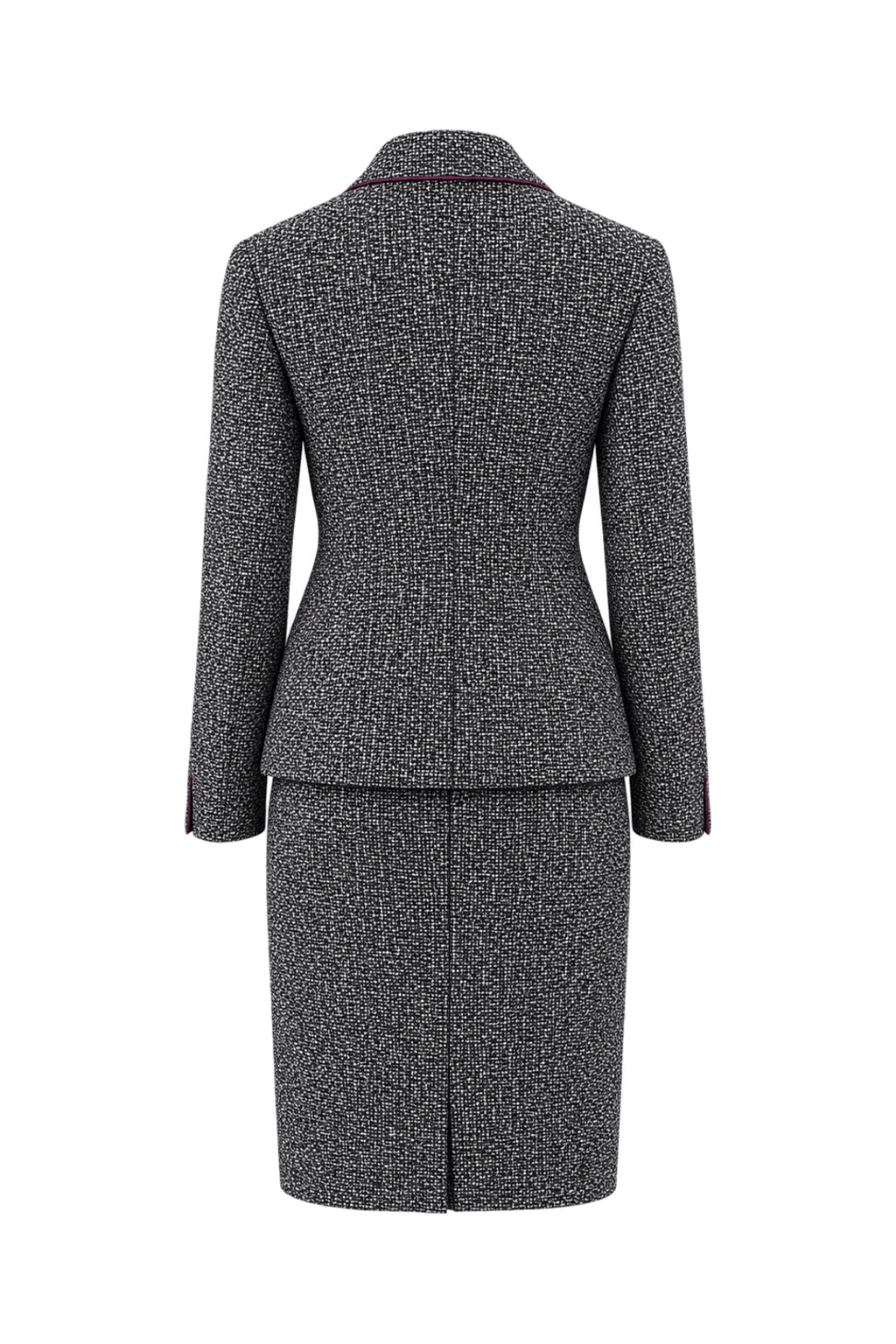 1980s Black and White Tweed Skirt Suit - Back View