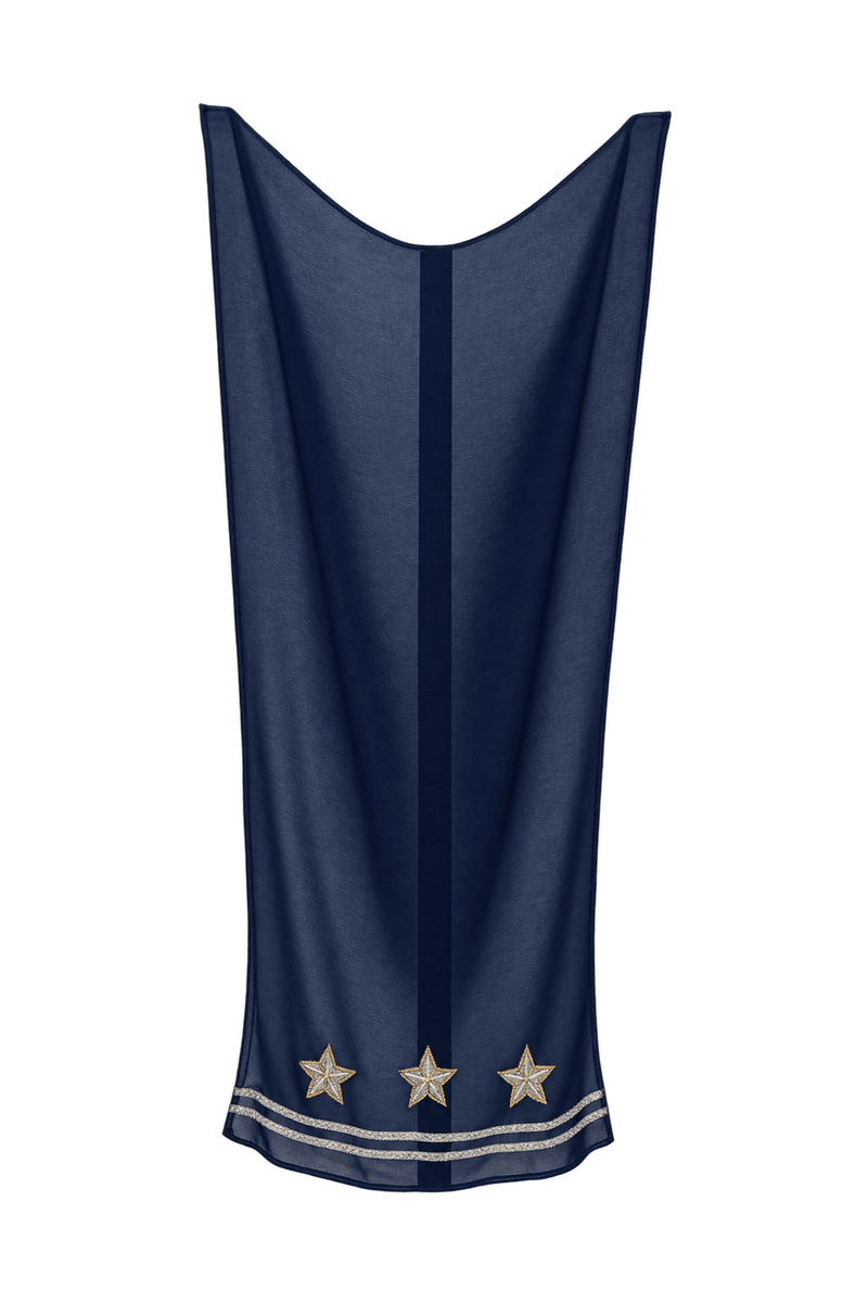 1990s Navy Blue Synthetic Scarf - Back View