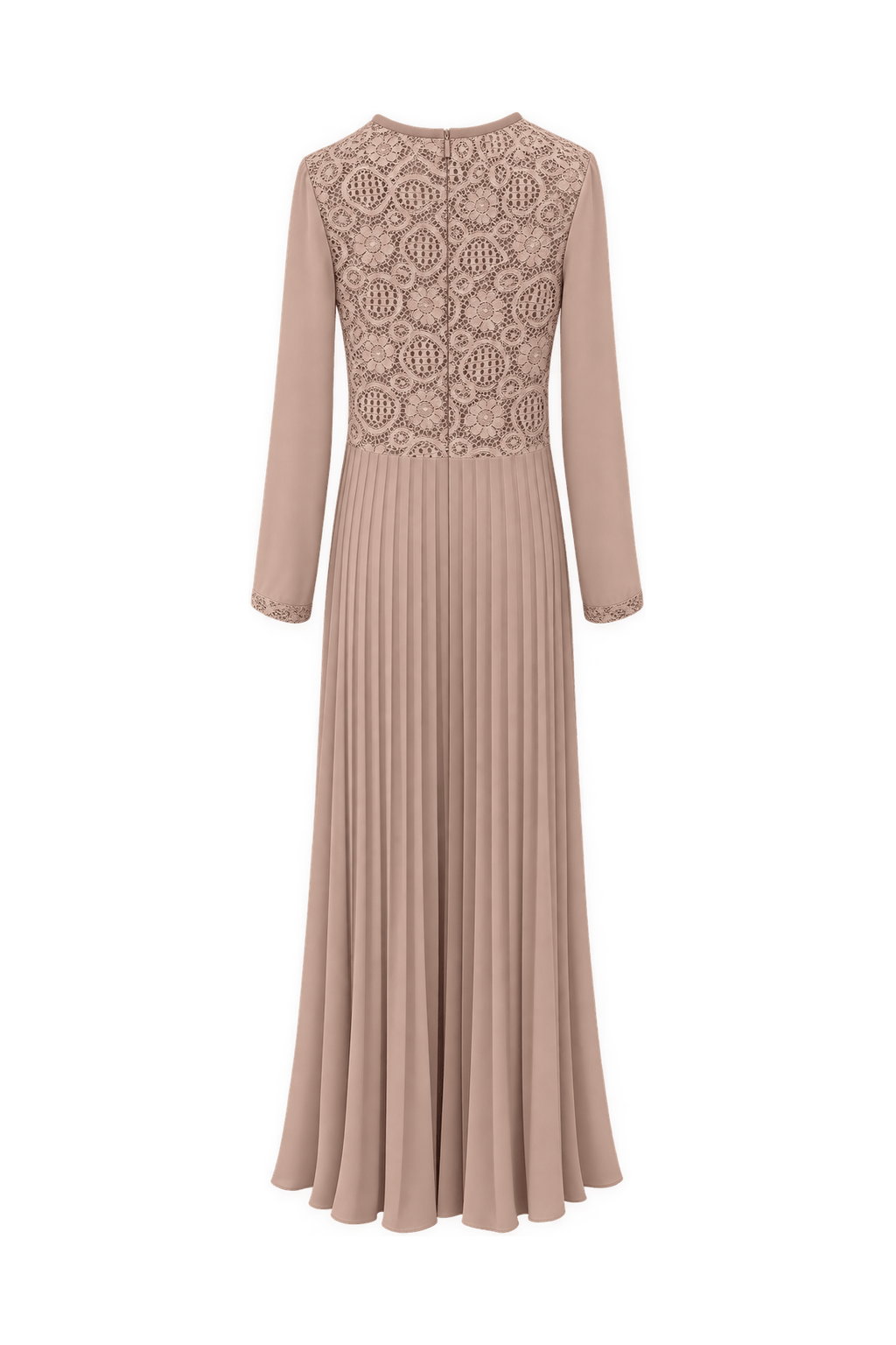 1950s Beige Synthetic Blend Maxi Dress - Back View