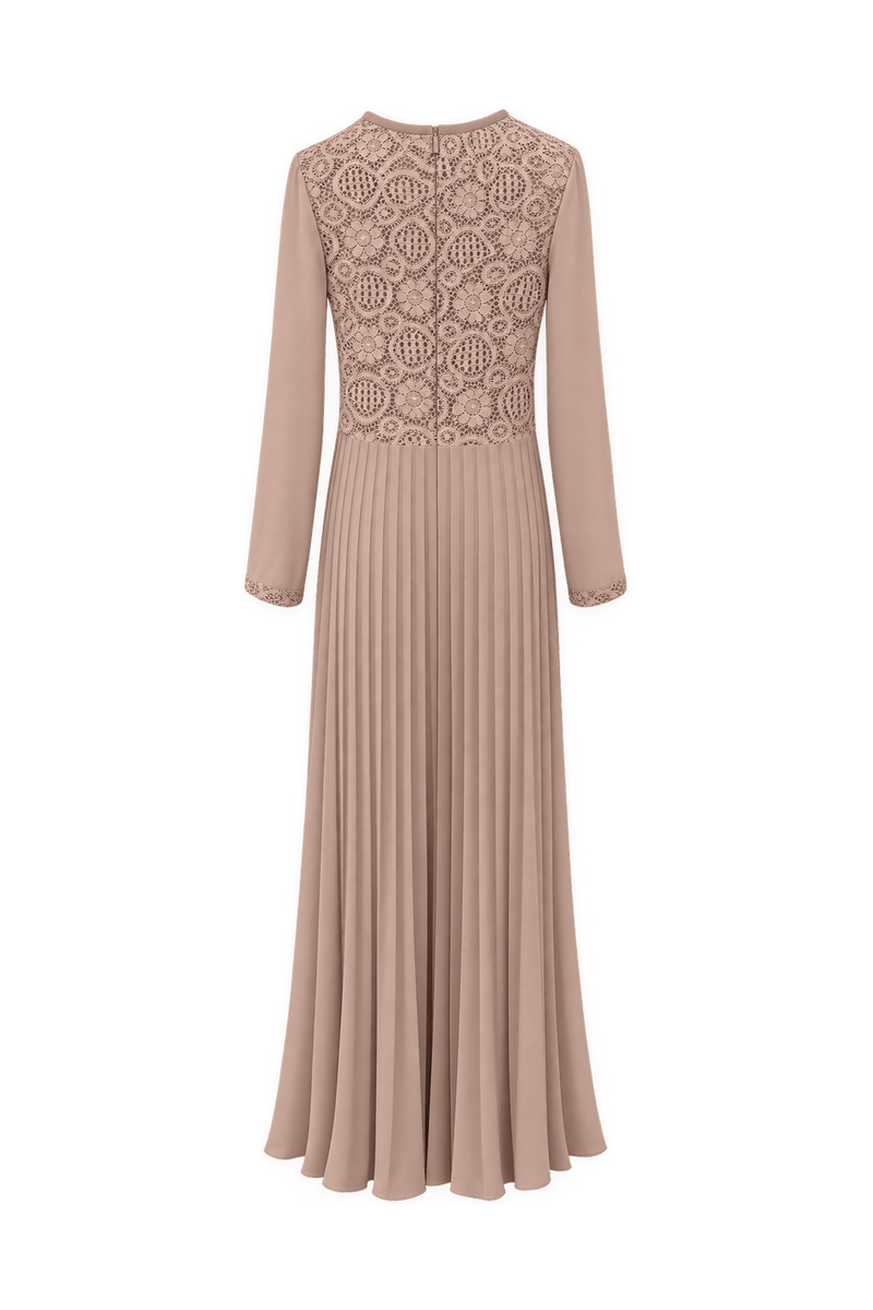 1950s Beige Synthetic Blend Maxi Dress - Back View