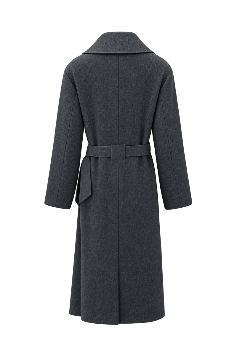 1990s Charcoal Grey Wool Blend Coat - Back View