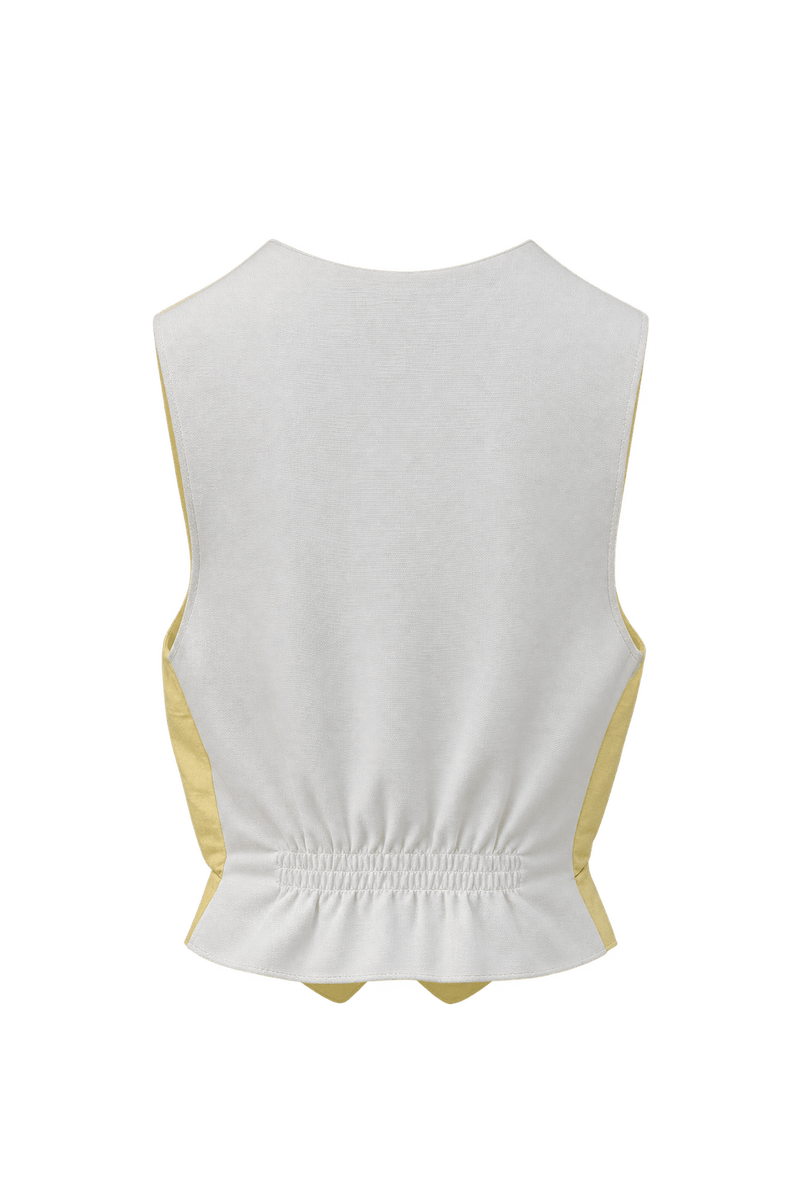 1970s Yellow Polyester Vest - Back View