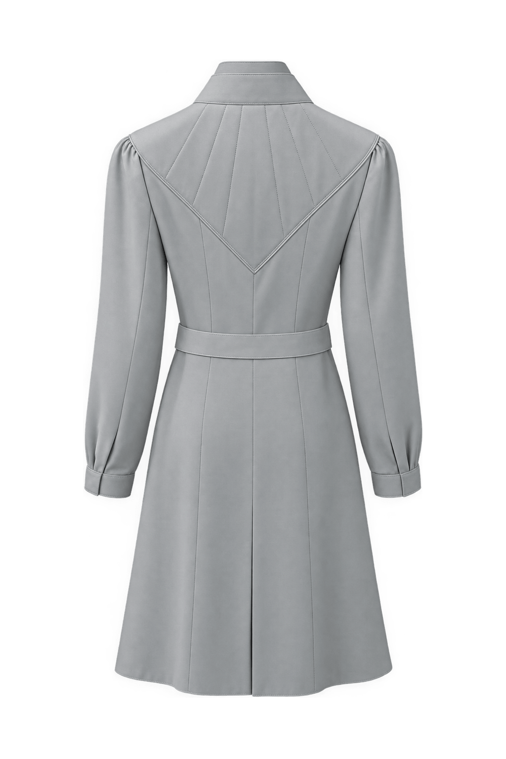 1970s Light Grey Synthetic Blend Coat - Back View