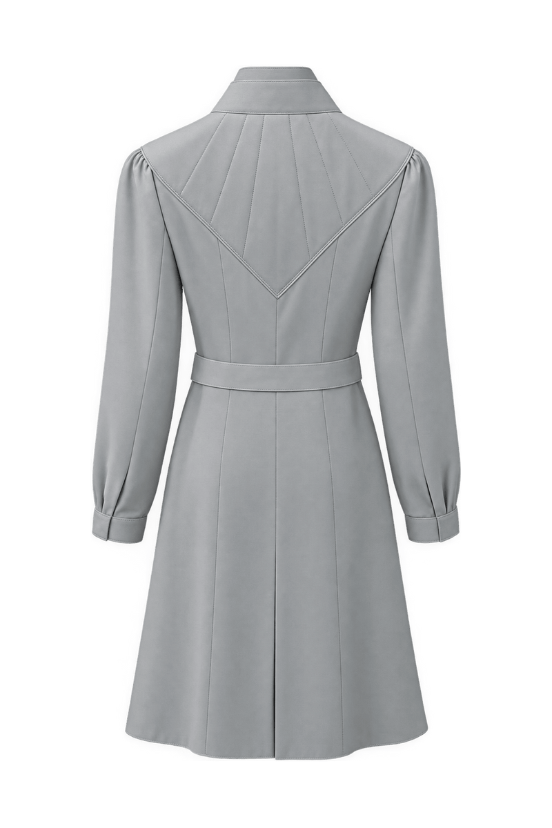 1970s Light Grey Synthetic Blend Coat - Back View