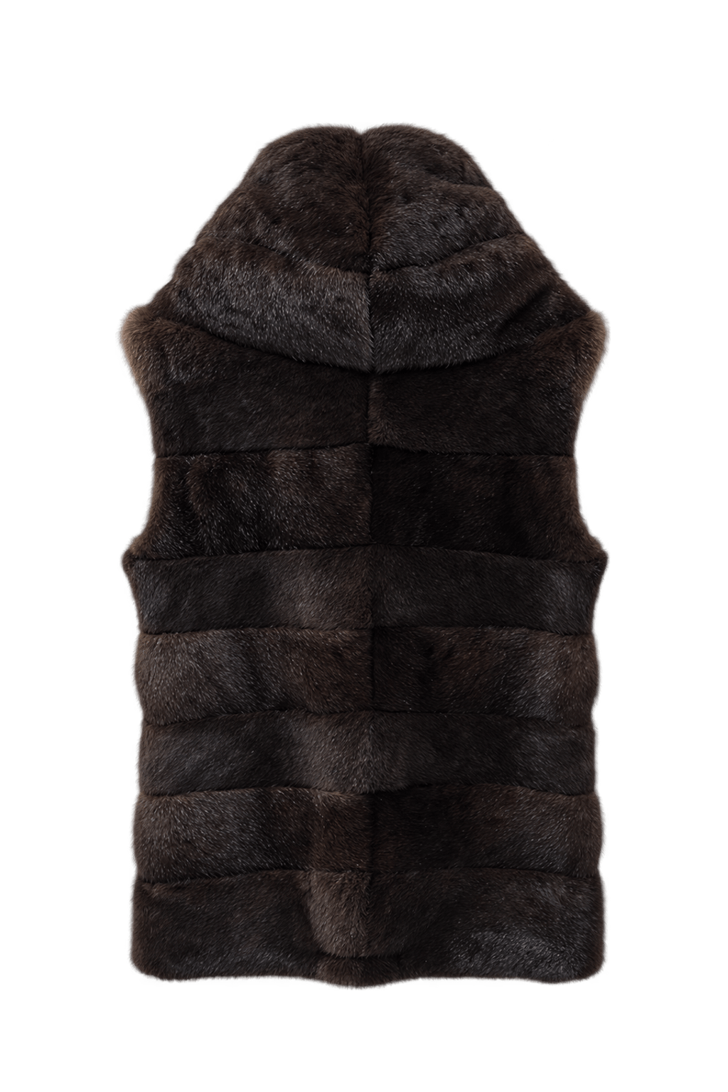 1990s Dark Brown Fur Vest - Back View