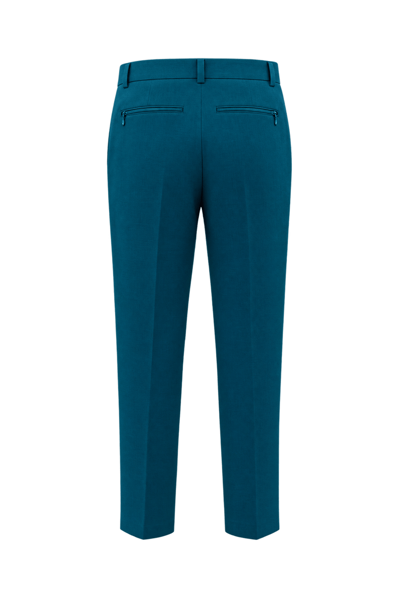 1980s Teal Wool Blend Trousers - Back View