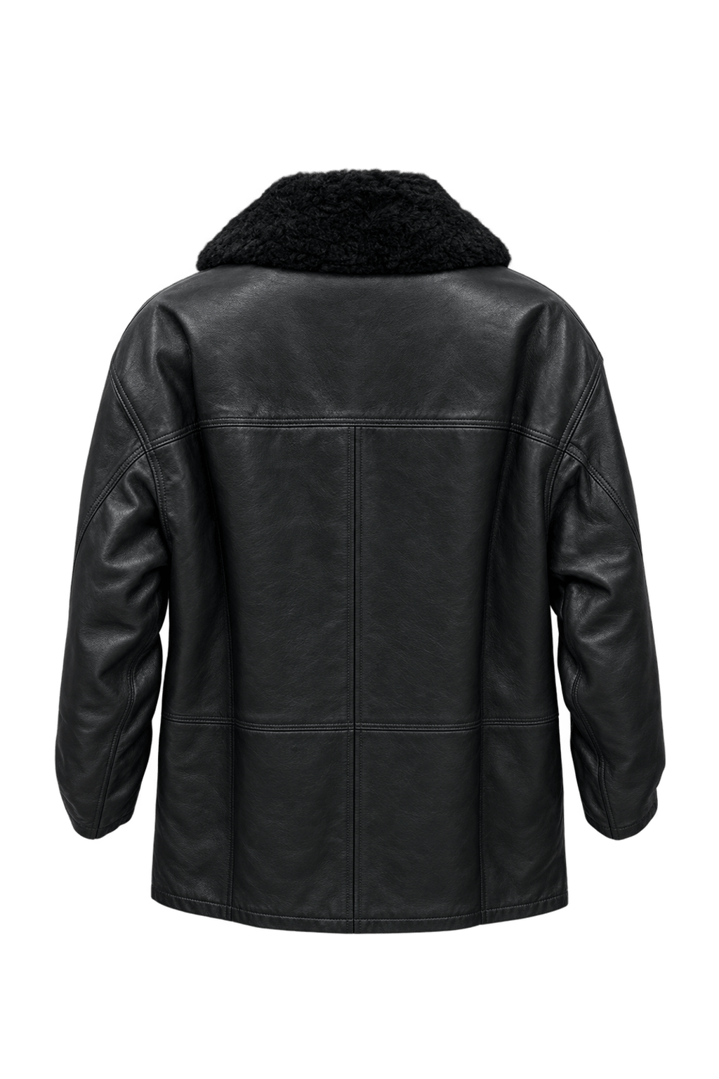 1990s Black Leather Oversized Leather Jacket - Back View