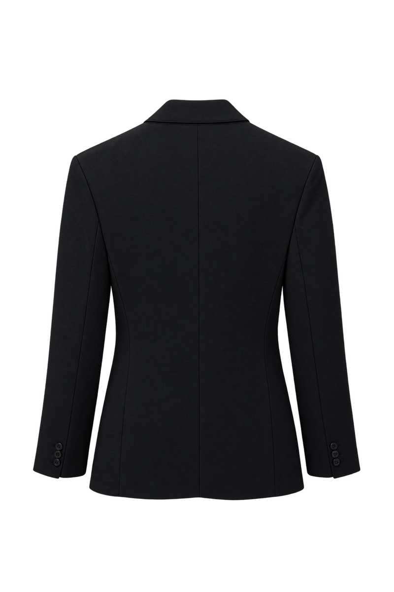 1990s Black Wool Blend Blazer - Back View