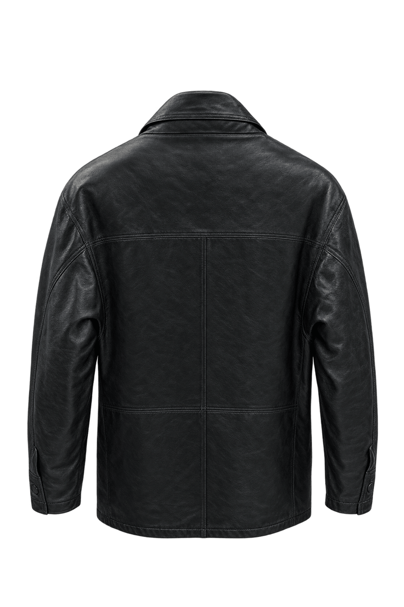 1990s Black Leather Leather Jacket - Back View